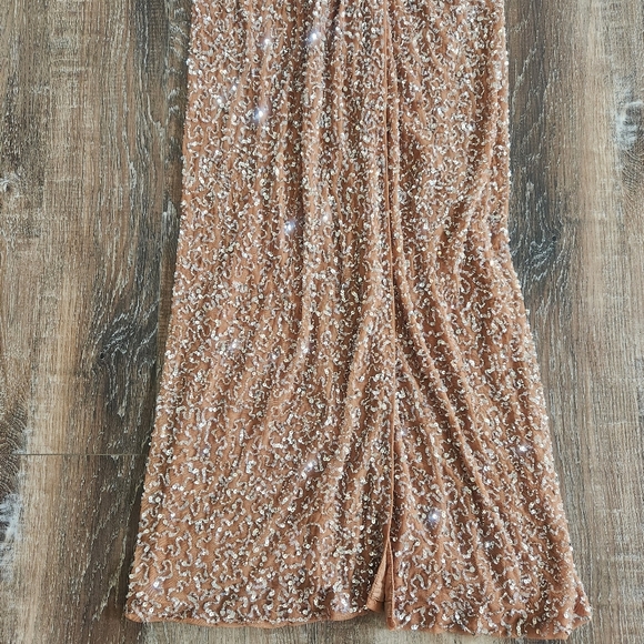 Retrofete Evie Sequin Dress in Silver Nude Strapless Size Medium NWT Maxi - Picture 5 of 14